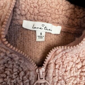 Love Tree Blush Sherpa crop sweater